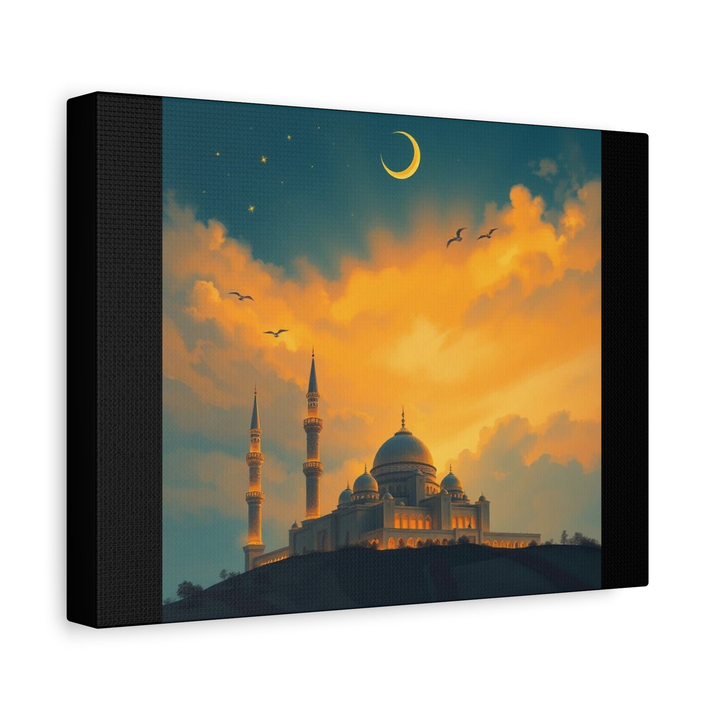 Stretched Canvas Wall Art, Peaceful Islamic Landscape, Home Decor, Ramadan Decoration, Gift for Art Lovers, Unique Wall Hanging
