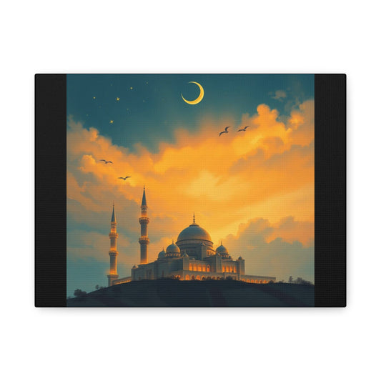 Stretched Canvas Wall Art, Peaceful Islamic Landscape, Home Decor, Ramadan Decoration, Gift for Art Lovers, Unique Wall Hanging