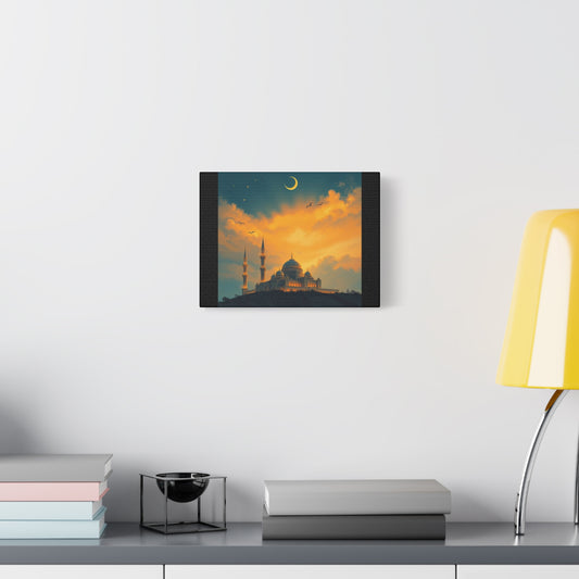 Stretched Canvas Wall Art, Peaceful Islamic Landscape, Home Decor, Ramadan Decoration, Gift for Art Lovers, Unique Wall Hanging
